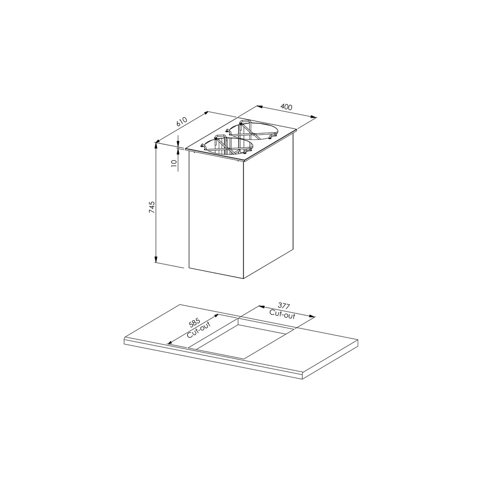 Drop-In lautasjakelin LJN DI 2*280 - Image 2
