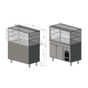 Kylmävitriini kaapilla KL SQ 1200 2TP S