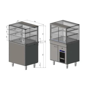 Kylmävitriini kaapilla KL SQ 800 2TP S