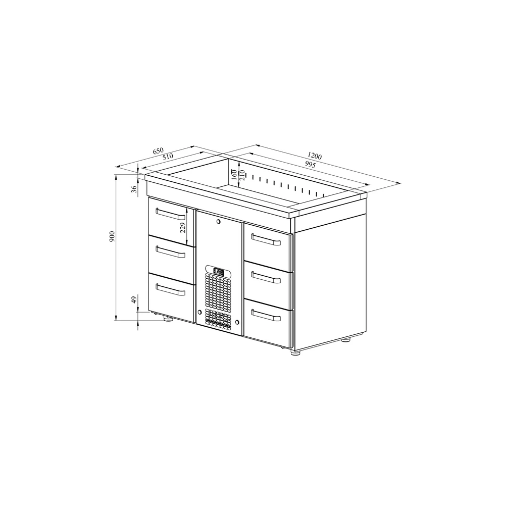 Kylmävetolaatikosto altaalla PAB 1206 - Image 2