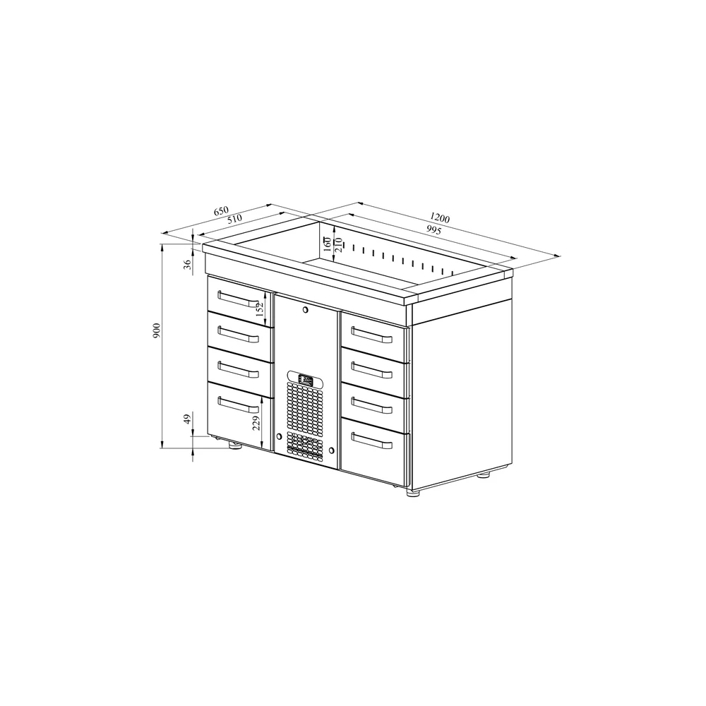 Kylmävetolaatikosto altaalla PAB 1208 - Image 2