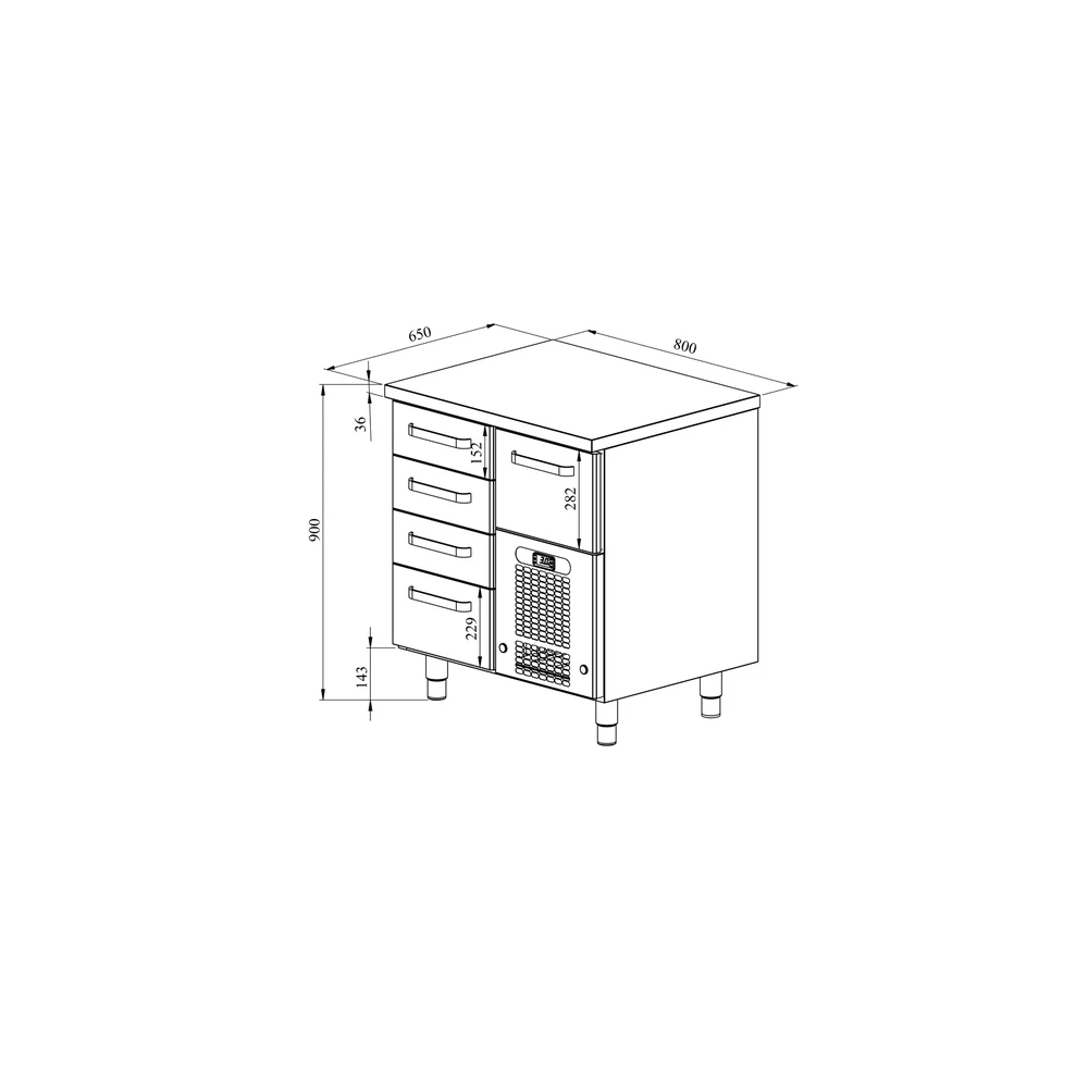 Kylmävetolaatikosto elintarvikkeille VLE 805 - Image 2